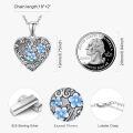 wholesale 925 Sterling Silver Heart-Shaped Blue Enamel Floral Pendant with Photos and Forget Me Not Inscription - Memory Lockets for Women-0-3