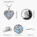 wholesale 925 Sterling Silver Heart-Shaped Blue Enamel Floral Pendant with Photos and Forget Me Not Inscription - Memory Lockets for Women-0-3