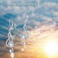 wholesale 925 Sterling Silver Moonstone Musical Note Leverback Earrings-0-2