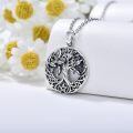 wholesale 925 Sterling Silver Round Black Onyx Tree Of Life Pentagram Necklace for Women Girls Gifts 48cm Chain Length-0-4