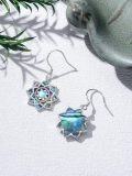 wholesale 925 Sterling Silver Abalone Shell and Moonstone Flower Drop Earrings for Women-0-2