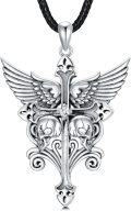 wholesale 925 Sterling Silver Gothic Skull Wings Cross Pendant Necklace s for Men/Women-0-0