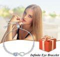 wholesale 925 Sterling Silver Evil Eye Bracelet for Women Men Blue Infinity Charm -0-3