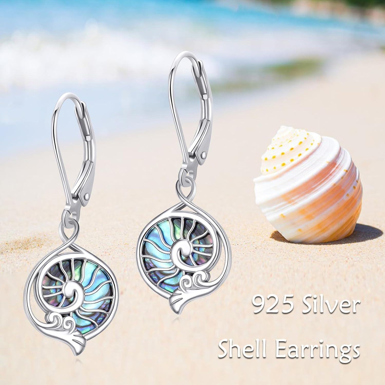 Sterling Silver Moonstone Abalone Star of David Witchy Celtic Shell Flower Saturn Dangle Earrings Jewish Irish Jewelry Gifts-0-3