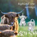 wholesale 925 Sterling Silver Highland Cow Earrings Cute Animal Leverback Drop Dangle Jewelry for Women-0-4