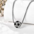 wholesale 925 Sterling Silver Black Enamel Soccer Ball Pendant Necklace Sports Gift for Him Her-0-3