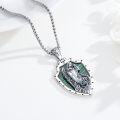 wholesale 925 Sterling Silver Shield-Shaped Angel Protection Medal Pendant Necklace-0-1