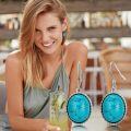 wholesale 925 Sterling Silver & Natural Turquoise Drop Earrings for Women, Elegant Gemstone Jewelry Gift-0-5