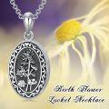wholesale  Sterling Silver 12 Month Birth Flower Photo Locket Necklace Jewelry Gift -0-34