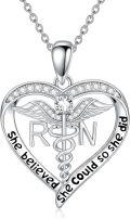 wholesale TOUPOP Nurse Gifts For Women 925 Sterling Silver Nursing Necklace Caduceus Registered Rn Jewelry New Nurses Graduation Gifts For Womens Christmas -0-0