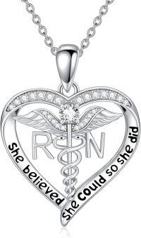 wholesale TOUPOP Nurse Gifts For Women 925 Sterling Silver Nursing Necklace Caduceus Registered Rn Jewelry New Nurses Graduation Gifts For Womens Christmas -undefined