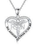 TOUPOP Sterling Silver Stone Caduceus RN Nurse Graduation Christmas Jewelry Gifts-0-0