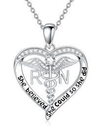 TOUPOP Sterling Silver Stone Caduceus RN Nurse Graduation Christmas Jewelry Gifts-undefined