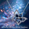 wholesale 925 Sterling Silver Blue Crystal Flower Pendant Necklace for Women Girls Gifts-0-4