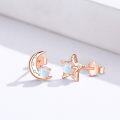 wholesale 925 Sterling Silver Opal Moon & Star Stud Earrings with Cubic Zirconia Accents - Hypoallergenic Jewelry for Women-0-1