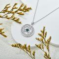 wholesale 925 Sterling Silver Round Emerald Celtic Knot Pendant Necklace - Irish Lucky Charm s for Women-0-7