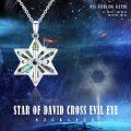 wholesale 925 Sterling Silver Evil Eye Abalone Shell Star Pendant Necklace Judaica Gifts for Women-0-4