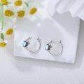 wholesale  Sterling Silver Moonstone Retro Sunflower Rose Feather Cross Butterfly Hoop Earrings for Women Gifts -0-28