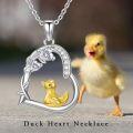 wholesale 925 Sterling Silver Duck in Heart Shape Pendant Necklace with Cubic Zirconia Stones - Cute  for Women Girlfriends Moms-0-5
