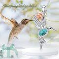 wholesale 925 Sterling Silver Genuine Turquoise Hummingbird Pendant Necklace for Women-0-5