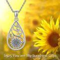 wholesale Sterling Silver Filigree Sunflower Hummingbird Bee Teardrop Necklace-0-1