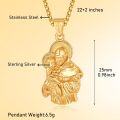 wholesale Gold 925 Sterling Silver Saint Anthony Pendant Chain Necklace for Women and Men Catholic Religious -0-4