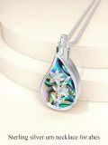 wholesale 925 Sterling Silver Teardrop Cremation Jewelry for Ashes with Abalone Shell Birth Flower Urn Necklace w/Funnel Filler Memorial Keepsake Jewelry for Women-0-5