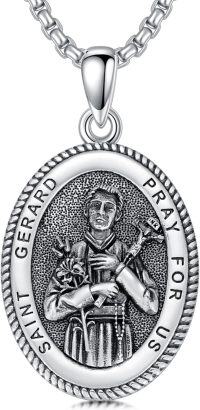 wholesale Sterling Silver Saint Medal Oval Necklace for Men Women Religious Jewelry-15-St Gerard Medal