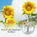 wholesale TOUPOP Sunflower Necklace 925 Sterling Silver Tree Of Life Sunflower Pendant Necklace With Crystal Birthday Christmas Jewelry Gifts For Women -0-4
