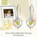 wholesale TOUPOP Peridot August Birthstone Earrings Sterling Silver Rose Heart Peridot Earrings Heart Butterfly Earrings Jewelry Anniversary Birthday Christmas Gifts For Women Her Wife Girlfriend Mom -0-2