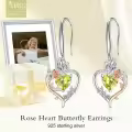 TOUPOP Sterling Silver Peridot Heart Butterfly Earrings-0-2