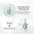 wholesale 925 Sterling Silver Teardrop Blue Moonstone Cat Pendant Necklace with Purple Flowers and Chain 45cm Length-0-3