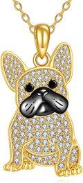 wholesale 925 Sterling Silver Cubic Zirconia French Bulldog Pendant Necklace for Women-0-0