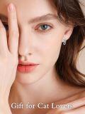 wholesale 925 Sterling Silver CZ Cat Stud Earrings for Women - Adorable Animal s-0-1