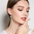 wholesale 925 Sterling Silver Turquoise Cross Drop Earrings Platinum Plated For Women-0-2