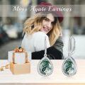 wholesale 925 Sterling Silver Teardrop Green Moss Agate Dangle Earrings Hypoallergenic  for Women and Girls-0-2