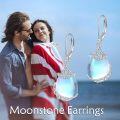 wholesale 925 Sterling Silver Blue Moonstone Celtic Knot Drop Earrings for Women-0-2