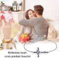 wholesale TOUPOP Birthstone Cross Bracelet For Women 925 Sterling Silver Cross Heart Bracelet I Love You Jewelry Birthday Christmas Gifts For Her Girlfriend Wife -0-2