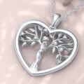 wholesale 925 Sterling Silver Heart-Shaped Tree of Life Pendant with Cubic Zirconia Necklaces for Women Gifts-0-2