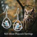 wholesale 925 Sterling Silver Teardrop Turquoise Owl Drop Earrings for Women-0-4