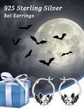 wholesale 925 Sterling Silver Black Enamel Bat Hoop Earrings for Women - Cute Animal  Set-0-5