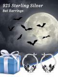 wholesale 925 Sterling Silver Cute Bat Black Enamel Hoop Earrings For Women Halloween Jewelry-0-5