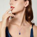TOUPOP Sterling Silver Purple Crystal Holly Pendant Necklace-0-2