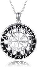 wholesale 925 Sterling Silver Vegvisir Rune Pendant Necklace - Viking Compass Norse Jewelry for Women Men Gifts-0-0