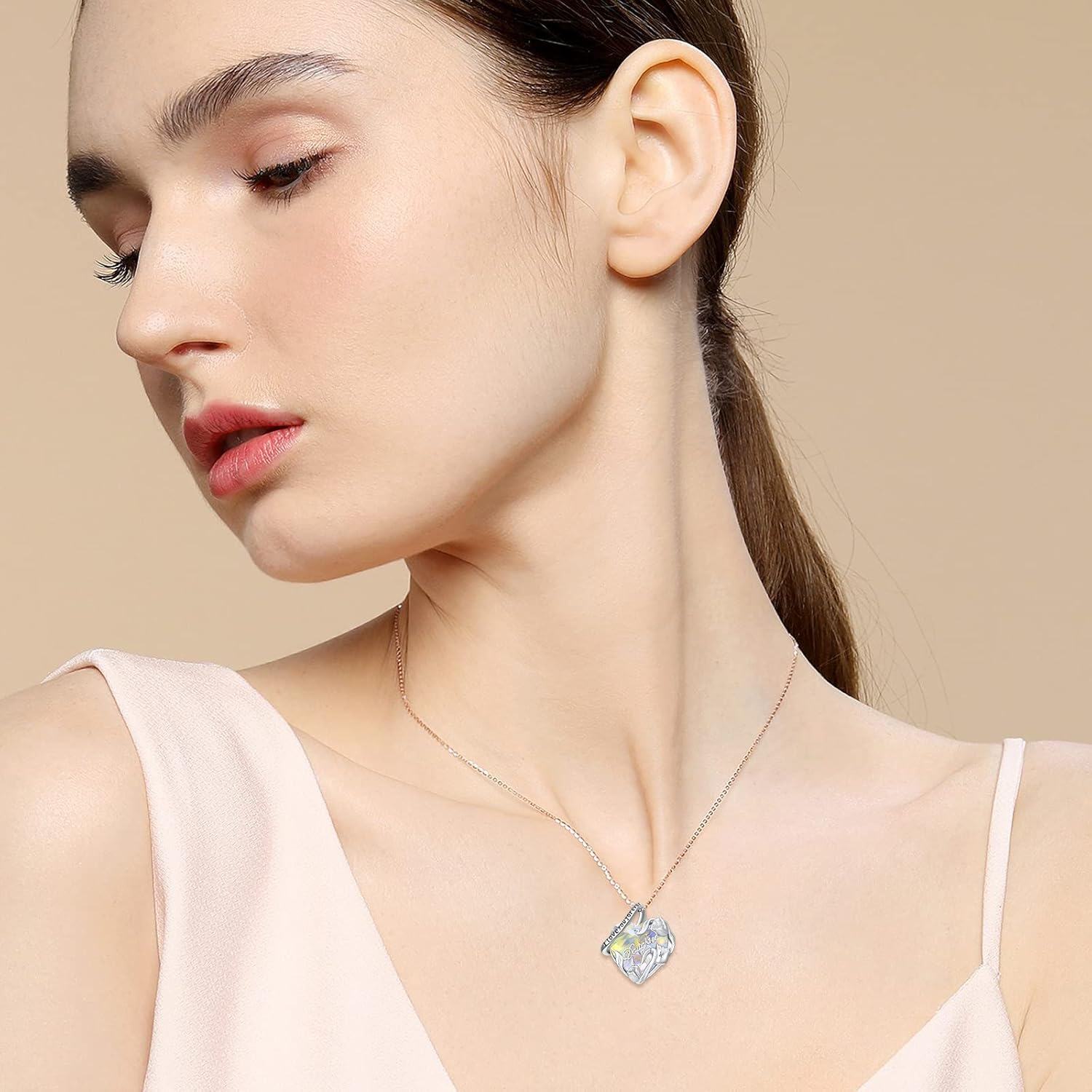925 Sterling Silver 925 Sterling Silver Stone Daughter Heart Pendant Necklace from Dad Mom I Love You Forever Jewelry-0-1