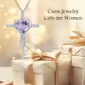 TOUPOP Sterling Silver Alexandrite Cross Pendant Necklace-0-3