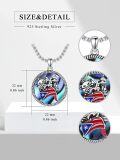wholesale 925 Sterling Silver Round African Map & Puerto Rican Flag Charm Necklace for Men/Women -0-1
