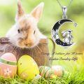 wholesale 925 Sterling Silver Crescent Moon Rabbit Star Black Crystal Necklace Pendant-0-5