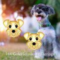 wholesale 14K Gold  Dog Face Stud Earrings - Cute Pet Lover Gift for Her-0-5