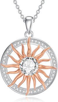 wholesale 14K Gold Plated 925 Sterling Silver 1CT Moissanite Sun Pendant Necklace for Women-Sun Necklace
